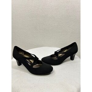 Naturalizer Diverse Pumps Womens 7.5N Black Fabric Crisscross Strap Block Heel